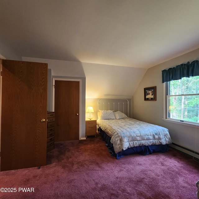 101 Deer Run, Greentown, PA 18451 - bedroom with carpet floors, baseboard heating, and lofted ceiling