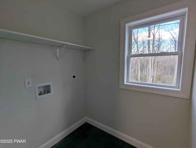 laundry area with electric dryer hookup and washer hookup