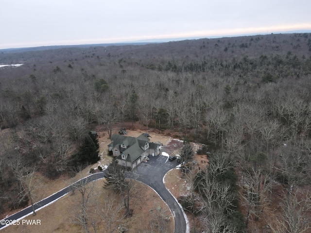 view of aerial view at dusk