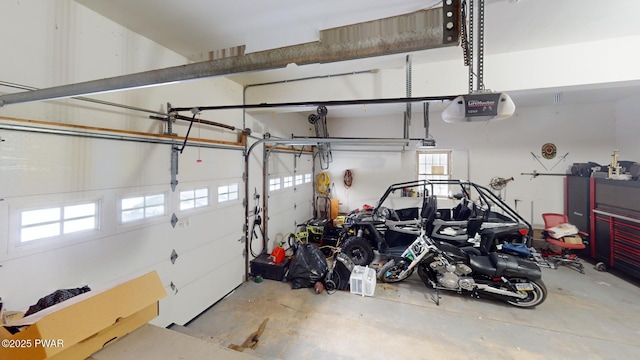 garage with a garage door opener