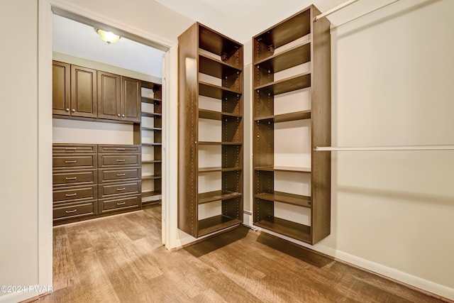 spacious closet with light wood-type flooring