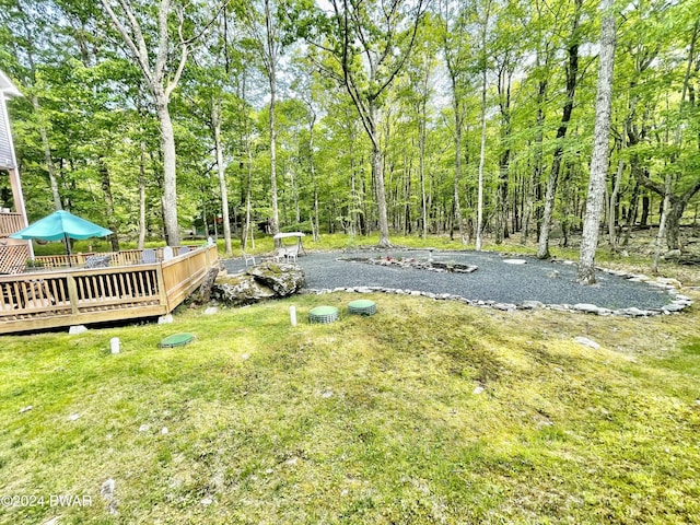 view of yard with a deck