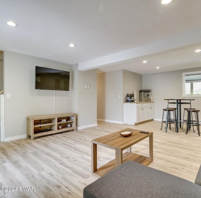 living room featuring light hardwood / wood-style flooring