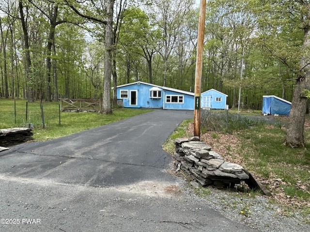 201 Oak Hill Rd, Hawley, PA 18428 - view of front of property featuring driveway and a wooded view