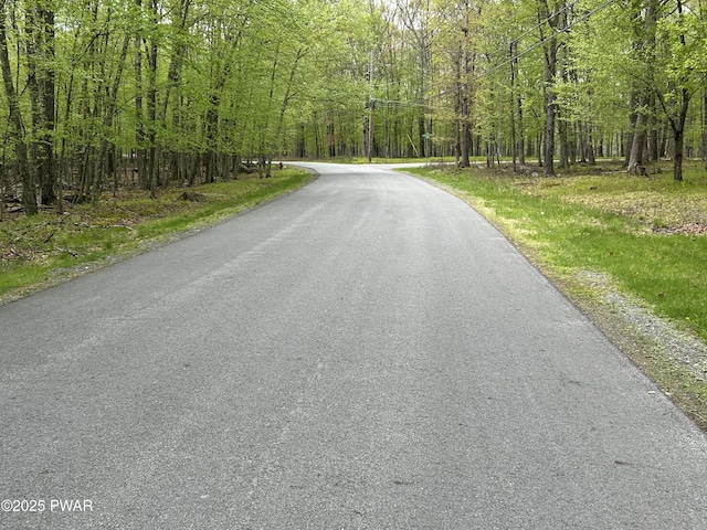 201 Oak Hill Rd, Hawley, PA 18428 - view of asphalt street with a forest view