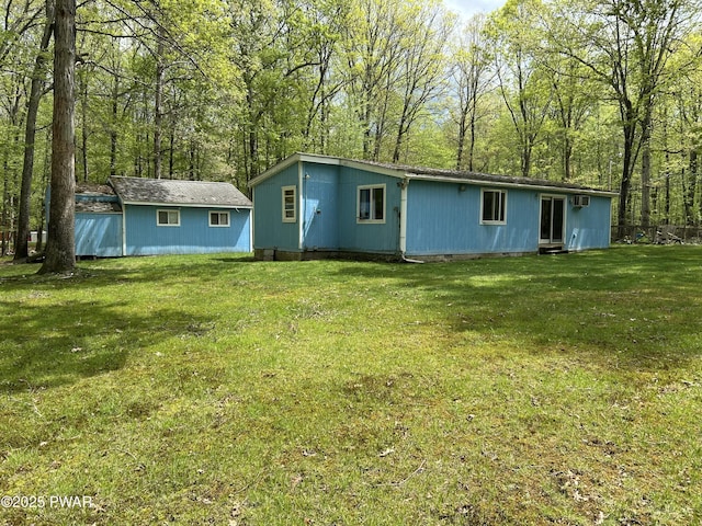 201 Oak Hill Rd, Hawley, PA 18428 - view of front of property featuring a front lawn and a view of trees