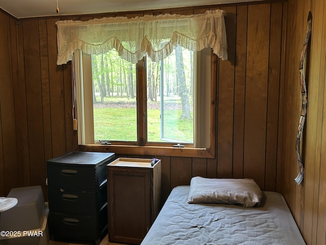 201 Oak Hill Rd, Hawley, PA 18428 - bedroom with wooden walls