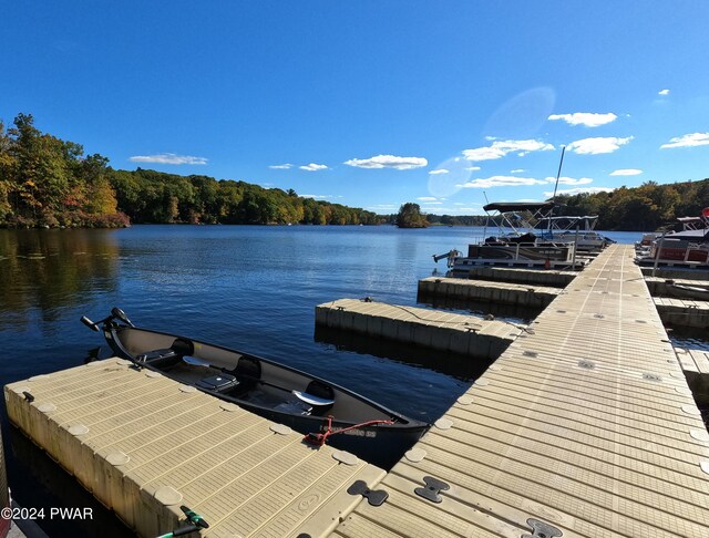 view of dock featuring a water view