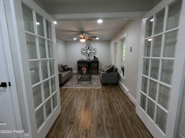 interior space featuring dark hardwood / wood-style floors and a baseboard radiator