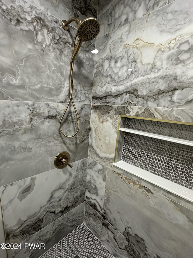 interior details featuring tiled shower