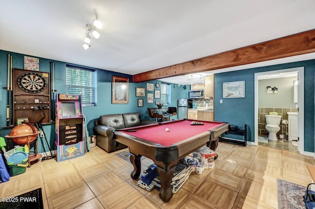 recreation room featuring light tile patterned flooring and billiards