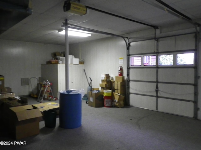 garage with a garage door opener