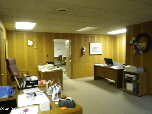 office featuring a paneled ceiling