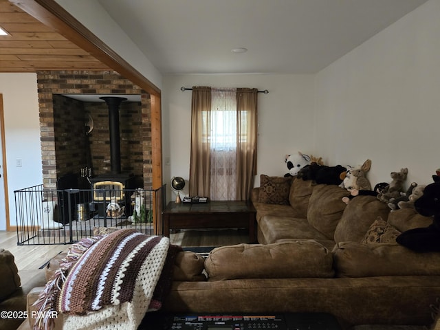 100 Saddlebrook Ln, Lords Valley, PA 18428 - living room featuring wood finished floors and a wood stove