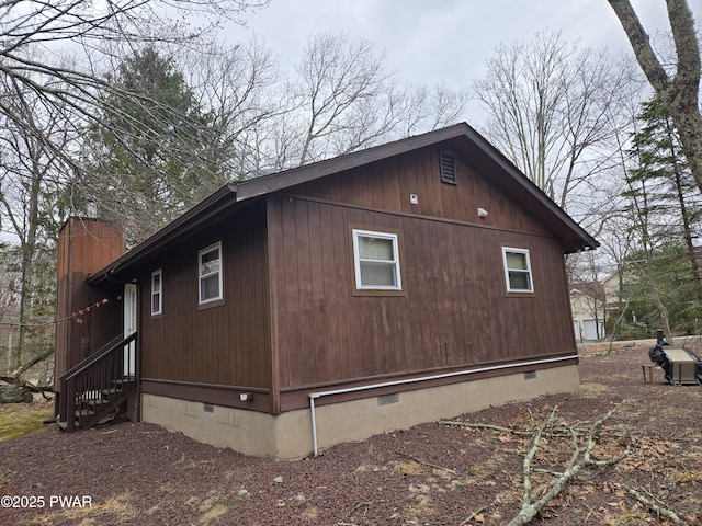 100 Saddlebrook Ln, Lords Valley, PA 18428 - view of side of property with crawl space, entry steps, and a chimney