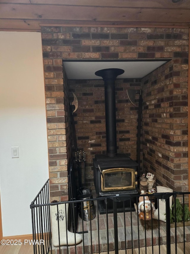100 Saddlebrook Ln, Lords Valley, PA 18428 - detailed view of a wood stove and brick wall