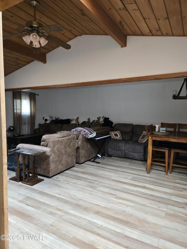 100 Saddlebrook Ln, Lords Valley, PA 18428 - living room with wood ceiling, ceiling fan, and wood finished floors