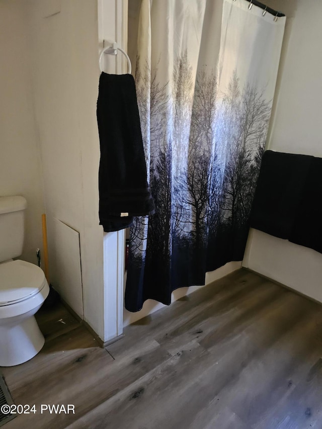 interior space featuring hardwood / wood-style floors and toilet