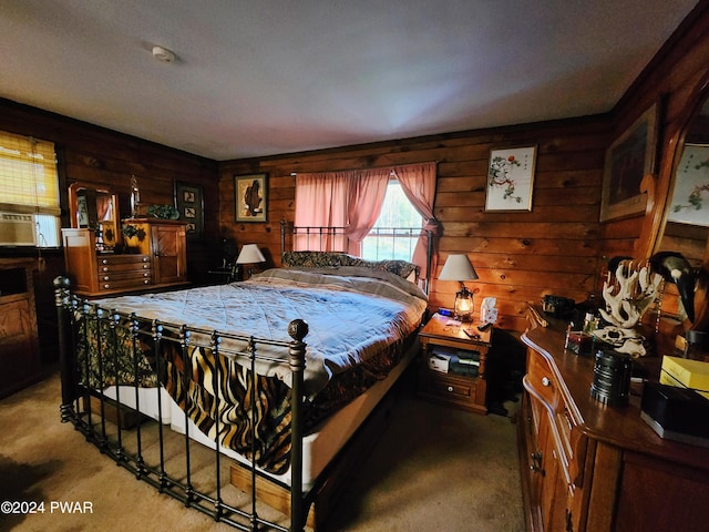 145 Father John Dr, Lake Ariel, PA 18436 - carpeted bedroom with wooden walls and cooling unit