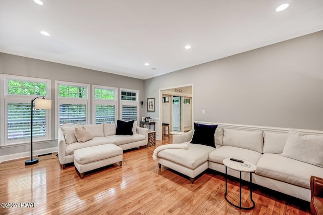 living room with light wood-type flooring