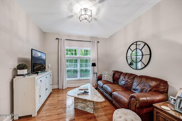 living room featuring light wood-type flooring