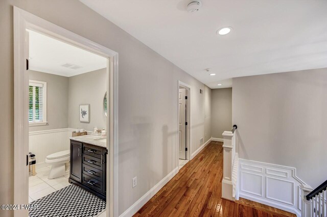 hall featuring light hardwood / wood-style flooring