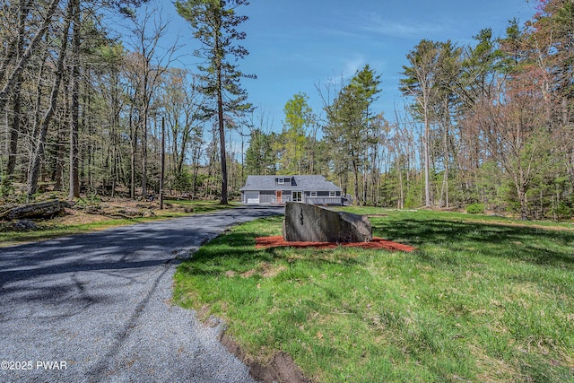 133 Neil Thompson Rd, Lackawaxen, PA 18435 - view of front of home featuring a front lawn, driveway, and a view of trees