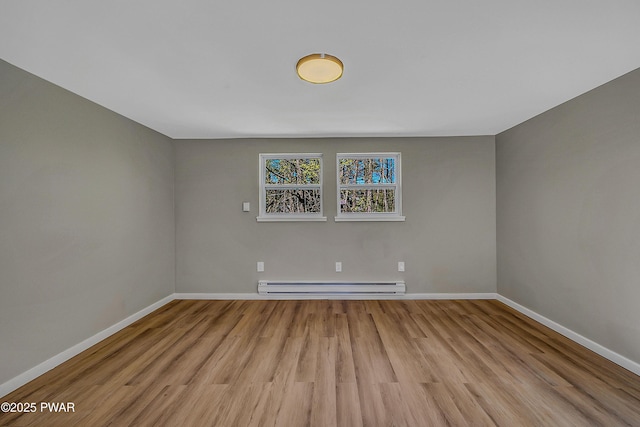 133 Neil Thompson Rd, Lackawaxen, PA 18435 - empty room with a baseboard heating unit and light wood-style floors