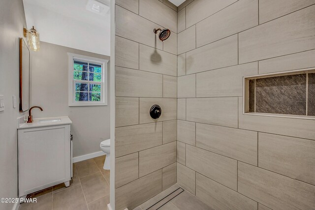 133 Neil Thompson Rd, Lackawaxen, PA 18435 - full bathroom with vanity, a tile shower, and tile patterned floors
