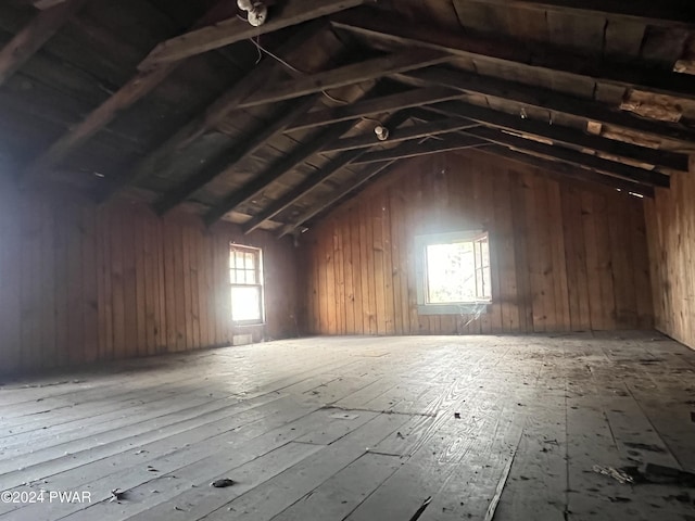 view of unfinished attic