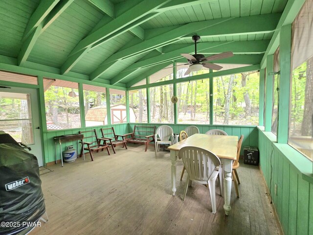 113 Widgeon Ln, Lords Valley, PA 18428 - sunroom with a ceiling fan, healthy amount of natural light, and outdoor dining area