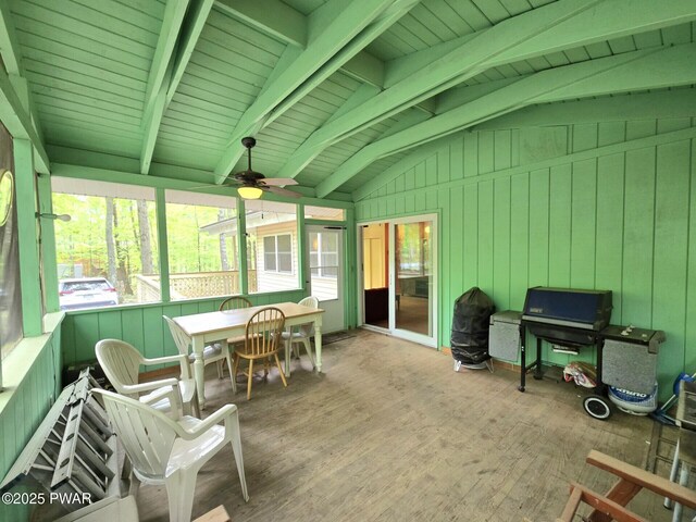 113 Widgeon Ln, Lords Valley, PA 18428 - sunroom / solarium with ceiling fan, healthy amount of natural light, and outdoor dining space