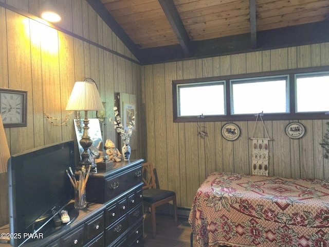 113 Widgeon Ln, Lords Valley, PA 18428 - bedroom with wood ceiling and wooden walls