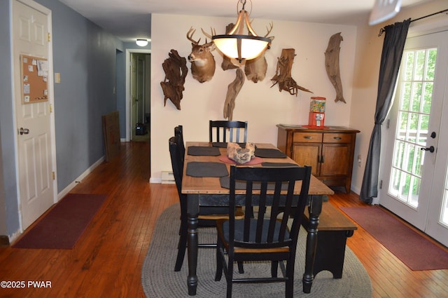 292 Well Rd, Greeley, PA 18425 - dining space with hardwood / wood-style floors and baseboards