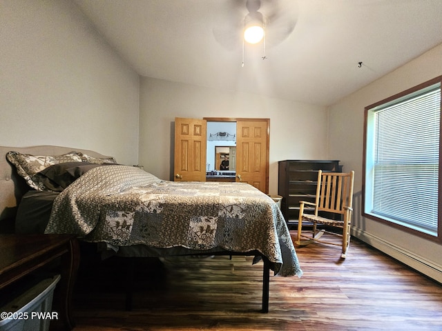 115 Deer Path, Tafton, PA 18464 - bedroom featuring vaulted ceiling, wood finished floors, and a ceiling fan