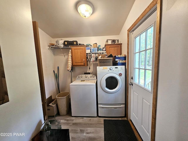 115 Deer Path, Tafton, PA 18464 - laundry area with cabinet space, separate washer and dryer, and wood finished floors