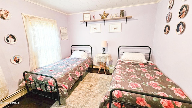 bedroom with crown molding