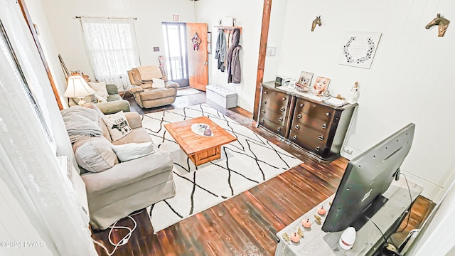 living room with light hardwood / wood-style floors