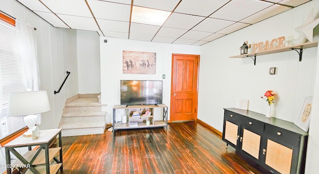 living room featuring dark hardwood / wood-style floors