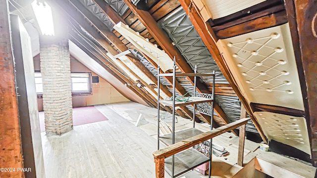 view of unfinished attic