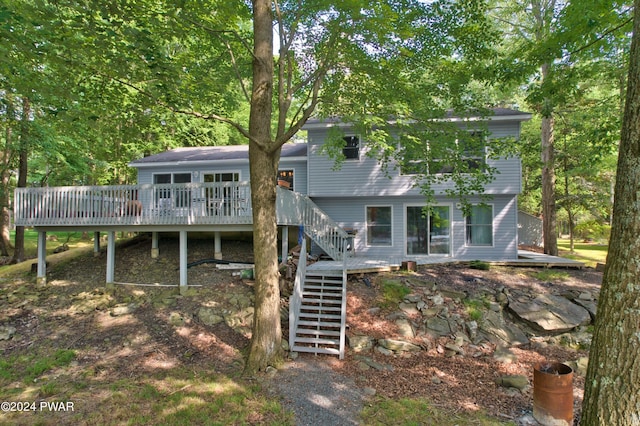 view of front of property featuring a wooden deck