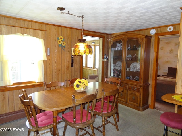 58 Branch Rd, Greentown, PA 18426 - carpeted dining area featuring wooden walls