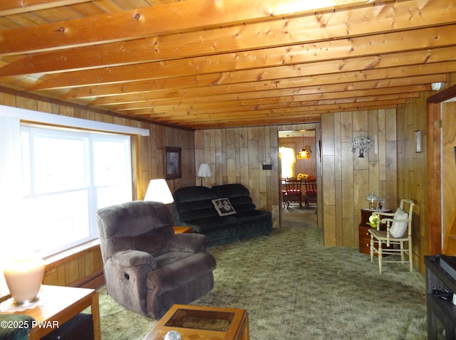 58 Branch Rd, Greentown, PA 18426 - carpeted living area with wood walls and wood ceiling