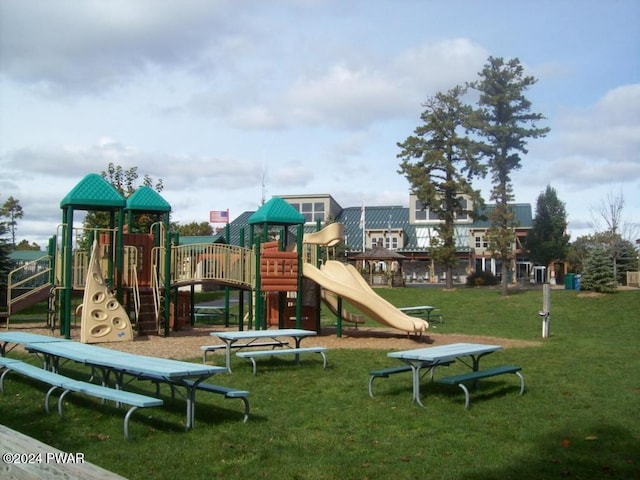 view of play area with a lawn