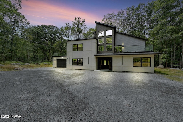 contemporary house featuring a garage