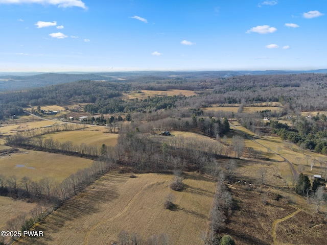 birds eye view of property with a rural view