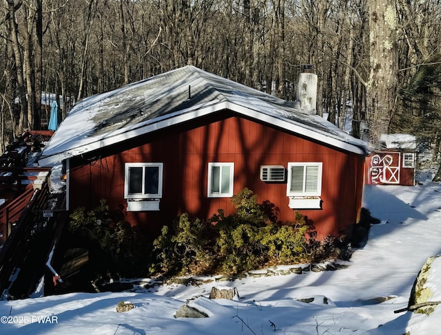 view of snowy exterior