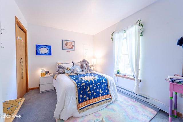 111 Babette Ct, Dingmans Ferry, PA 18328 - bedroom featuring multiple windows, carpet floors, baseboards, and a baseboard radiator