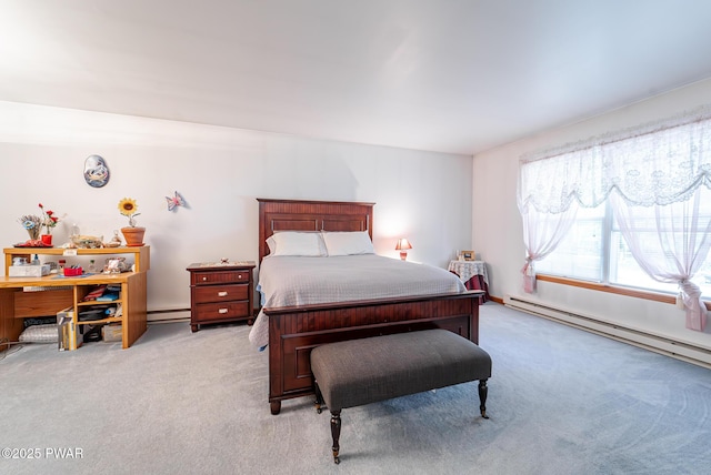 111 Babette Ct, Dingmans Ferry, PA 18328 - bedroom with light carpet, a baseboard radiator, and a baseboard heating unit