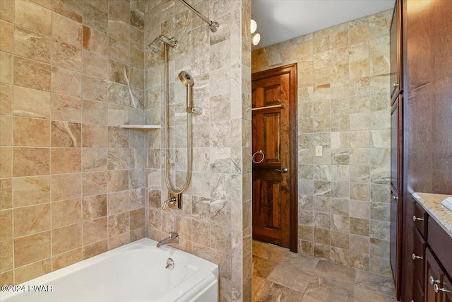 1075 Owego Tpke, Honesdale, PA 18431 - bathroom featuring vanity, shower / bath combination, and tile walls